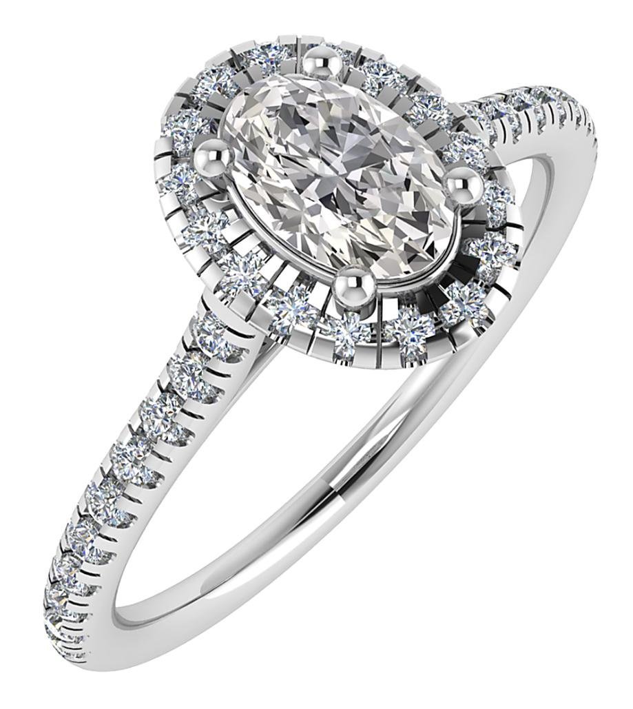 Oval Diamond Halo Ring front detail