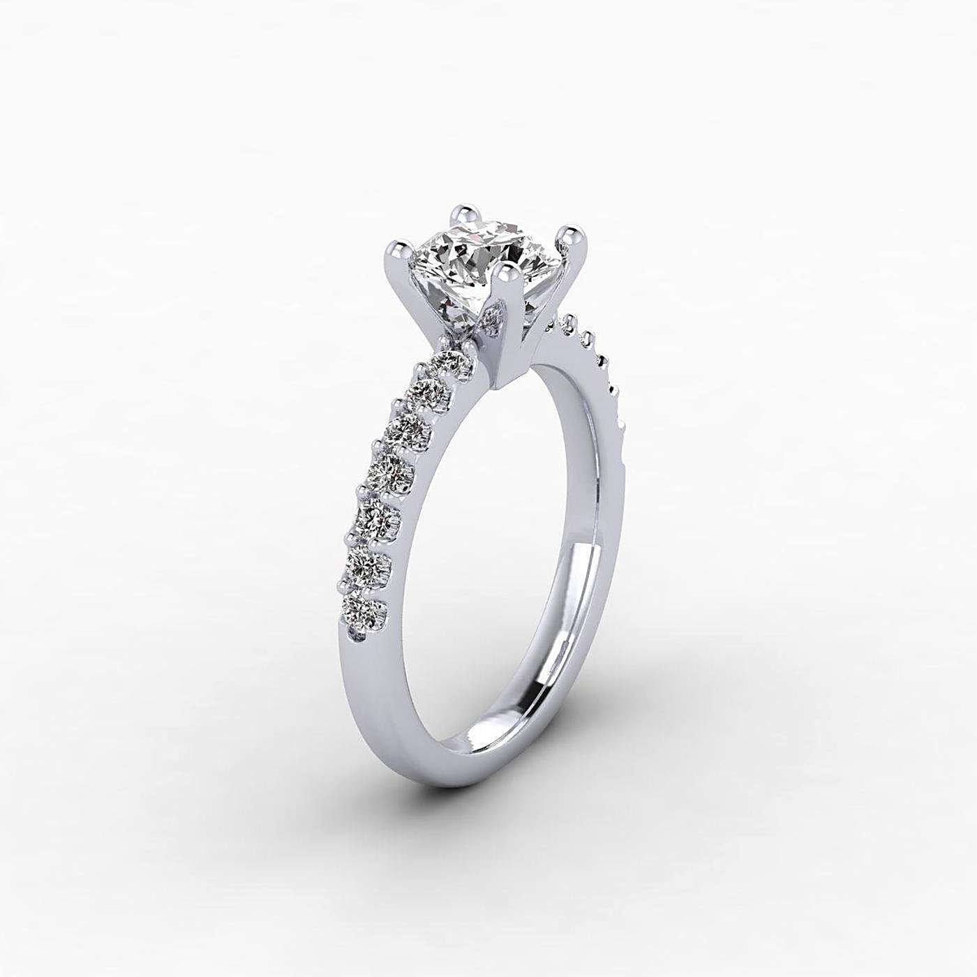 Pave-Set Solitaire Ring in white gold