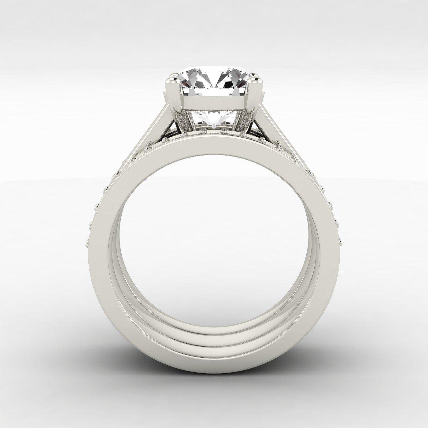 Pave-Set Solitaire Ring back-shank view