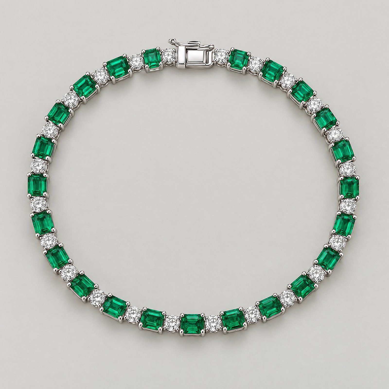 Emerald Line Bracelet in white gold