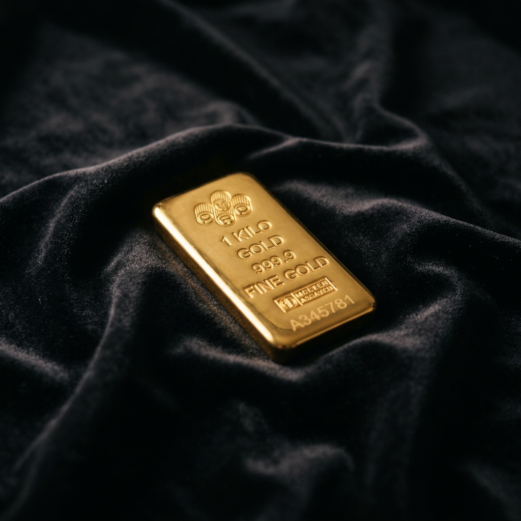 100g Gold Bullion on velvet