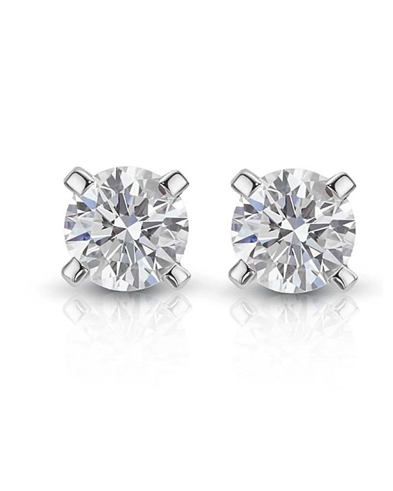 Round Solitaire Studs in white gold