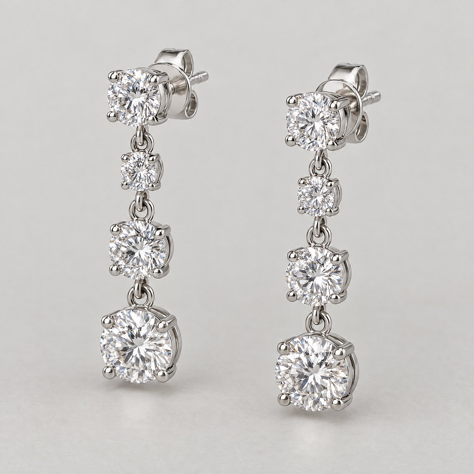 Diamond Drop Earrings in white gold