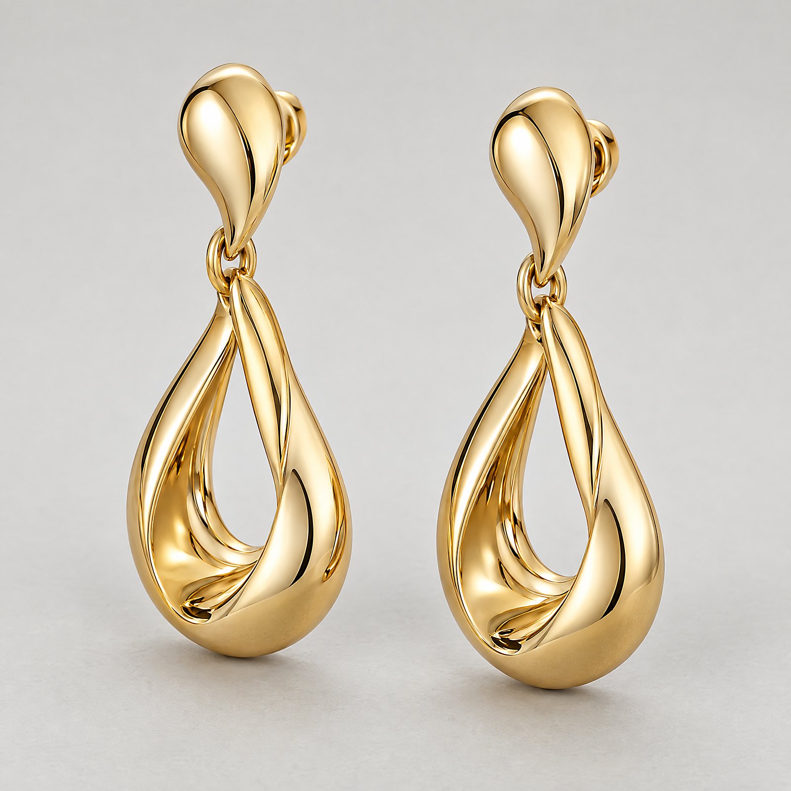 Gold Drop Earrings in yellow gold â angled view