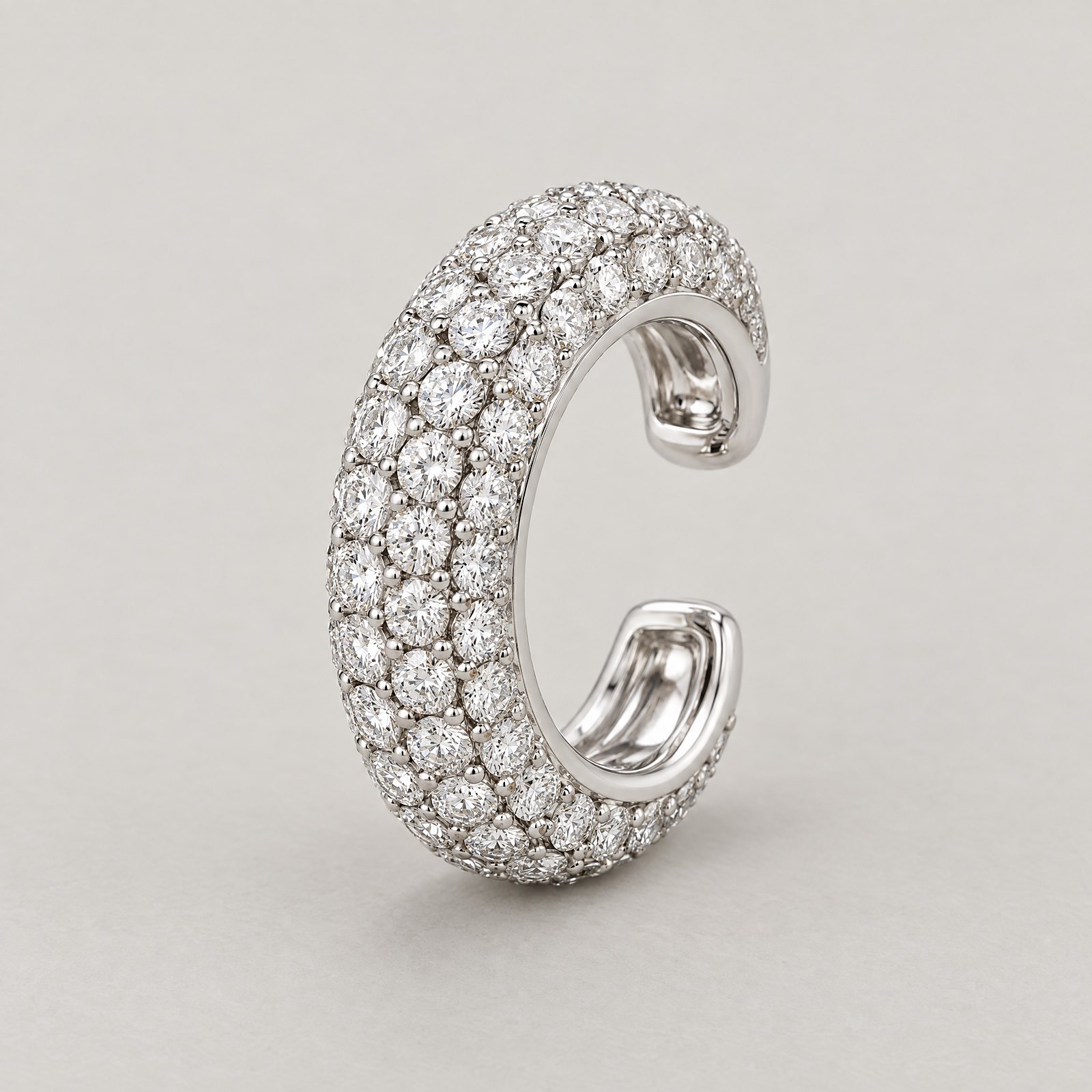 PavÃ© Ear Cuff in white gold â angled view