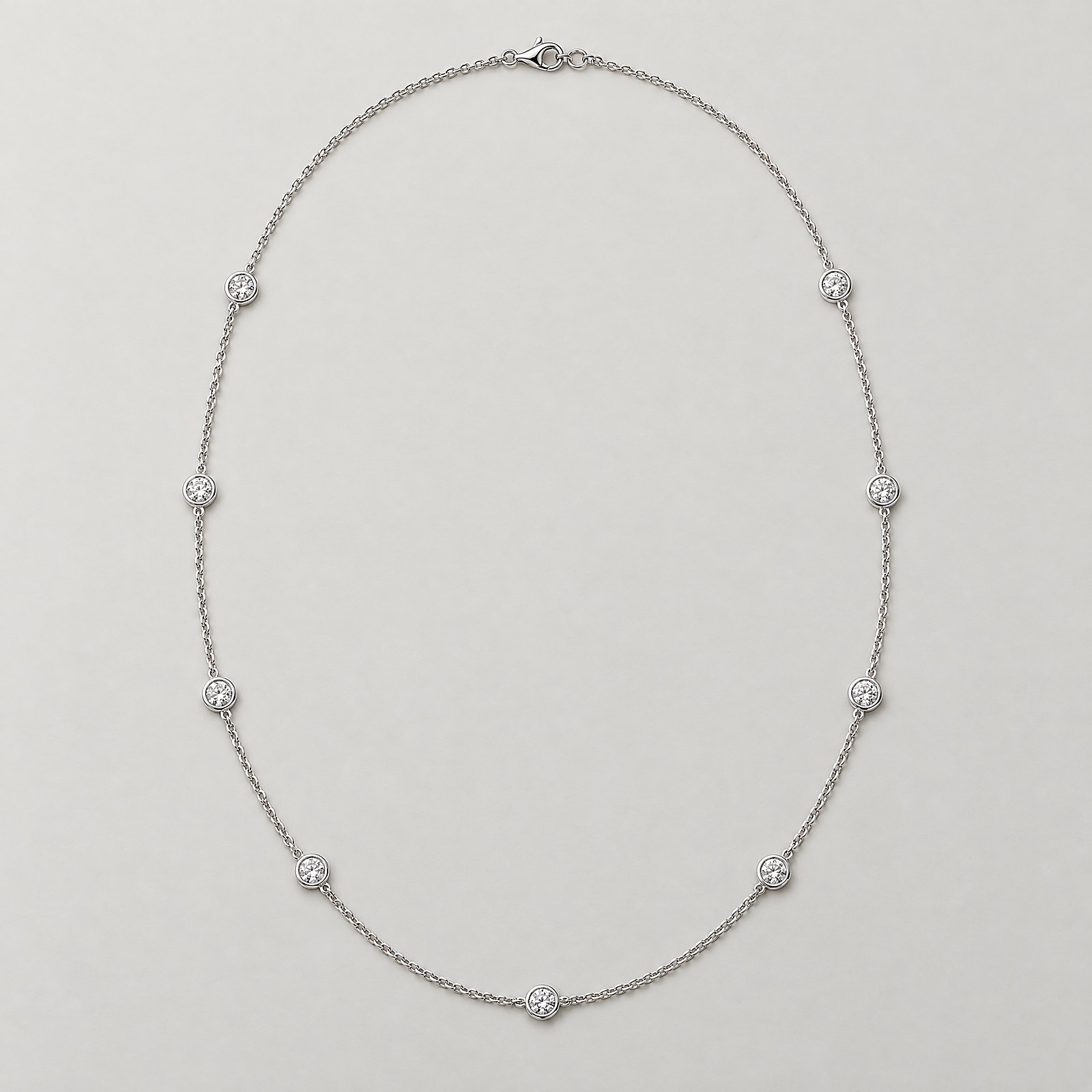 Diamond Station Necklace in white gold