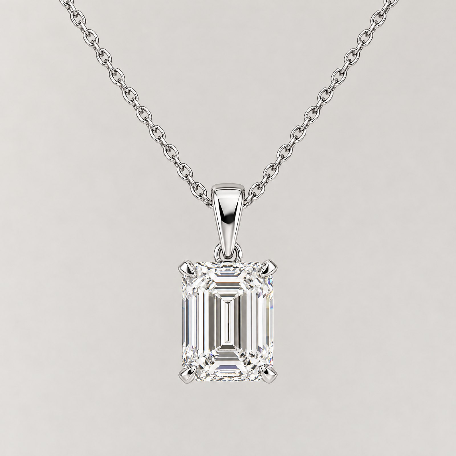 Emerald-Cut Diamond Pendant in white gold