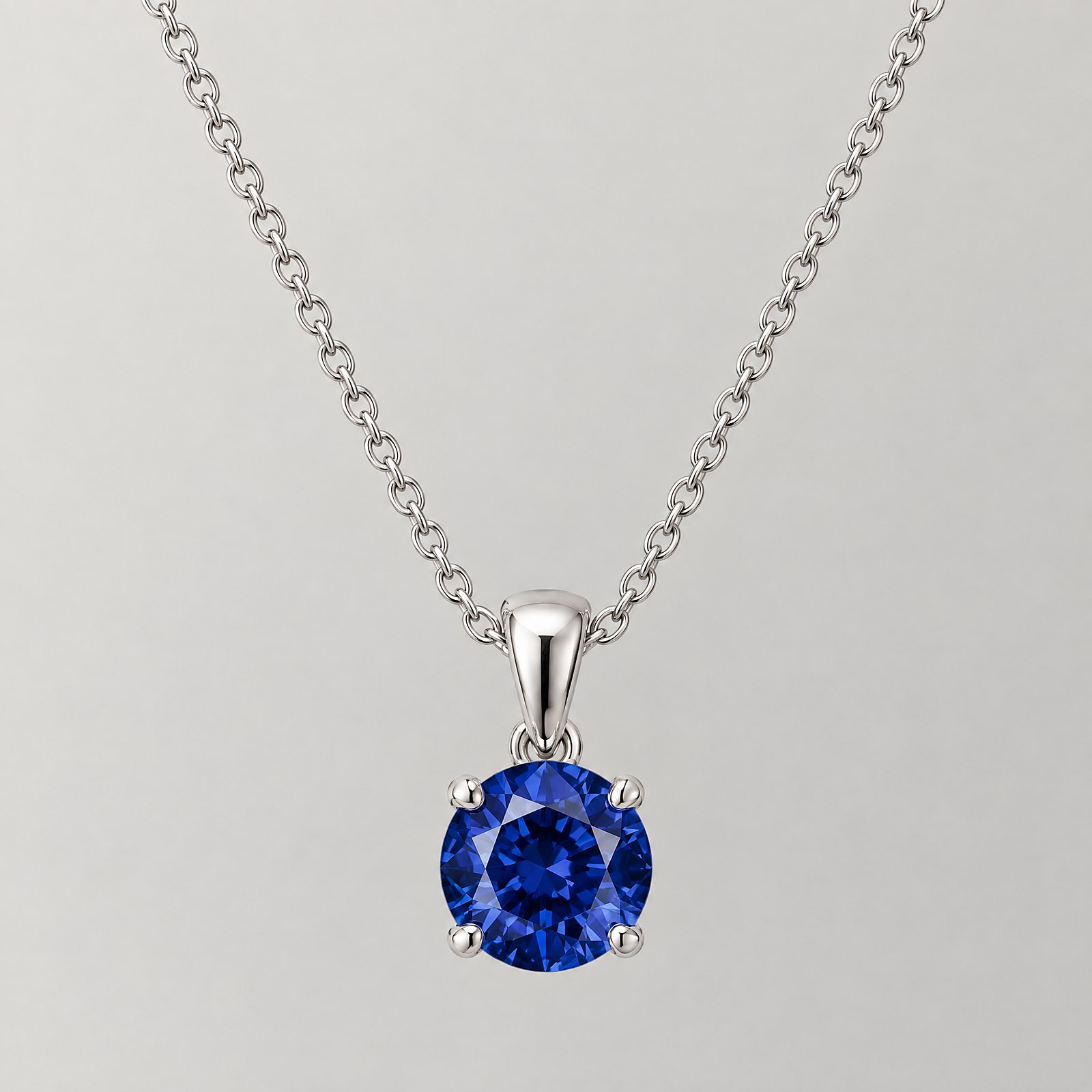Sapphire Pendant Necklace in white gold