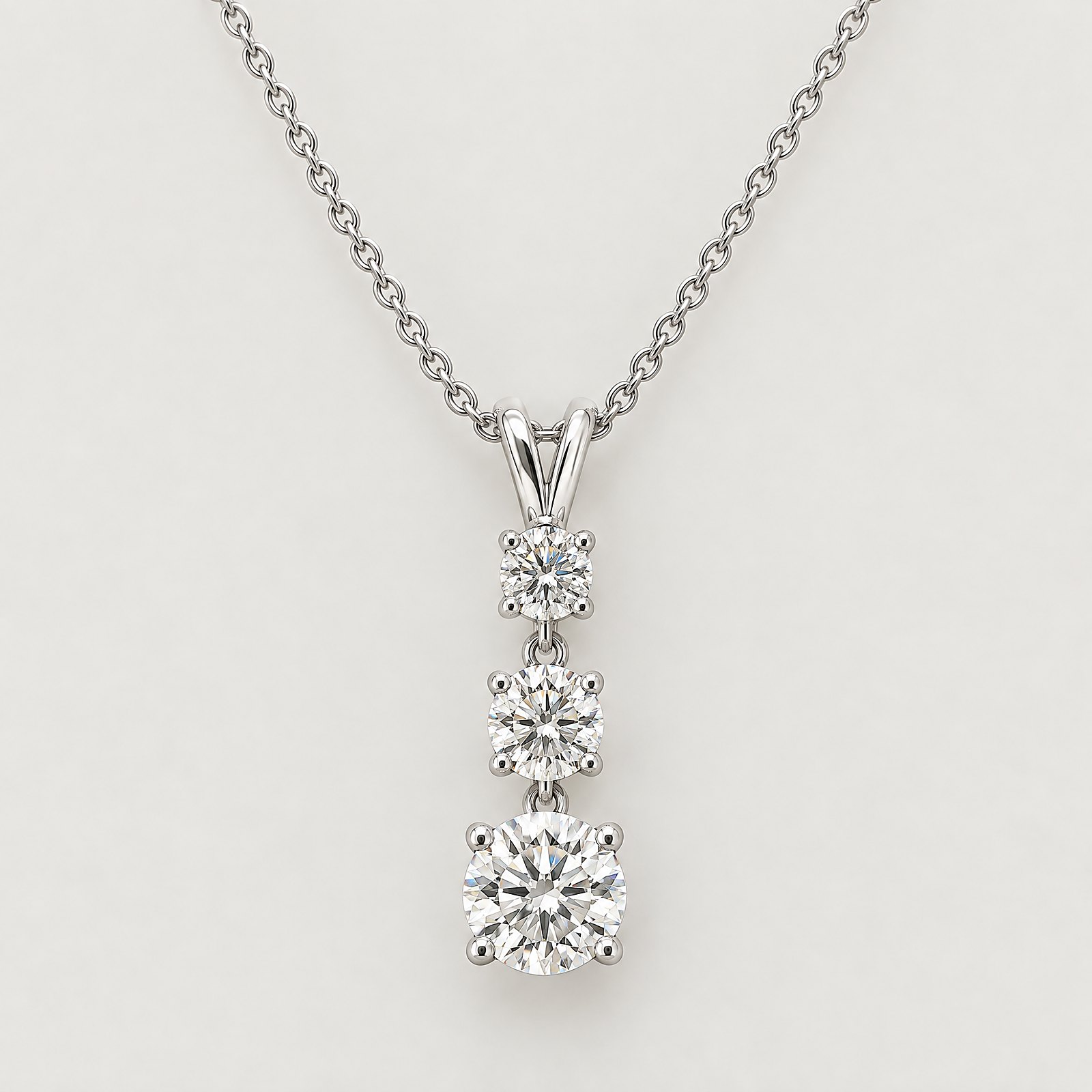 Three-Stone Pendant Necklace in white gold