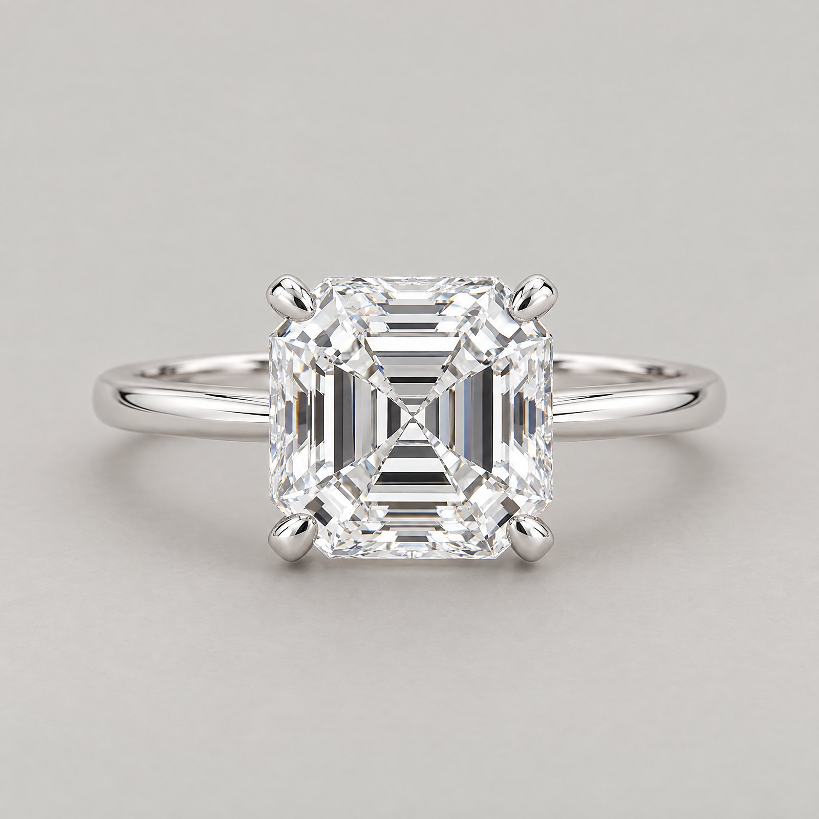 Asscher Diamond Solitaire Ring in white gold