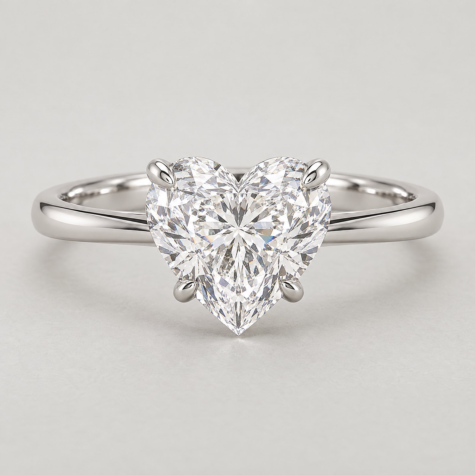 Heart Diamond Solitaire Ring in white gold