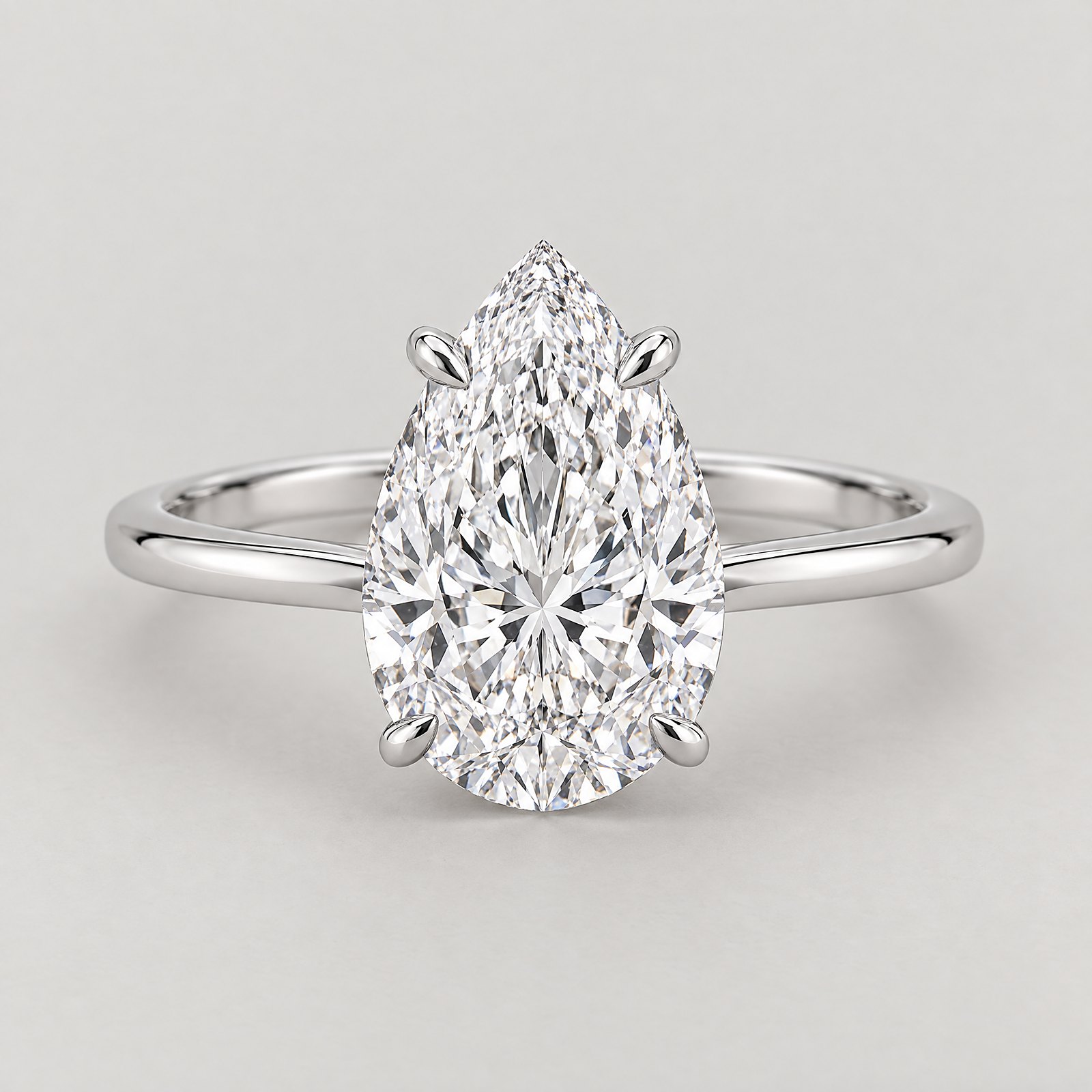 Pear Diamond Solitaire Ring in white gold