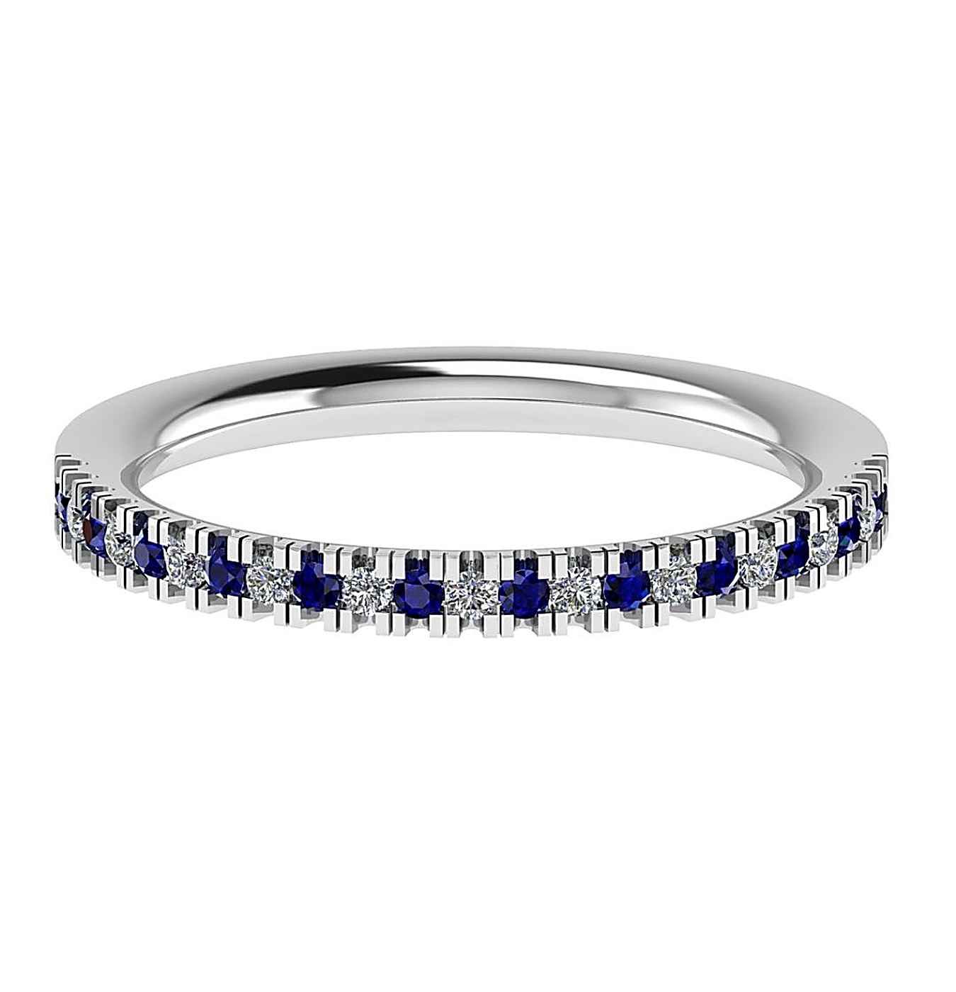 Blue Sapphire Eternity Band front view