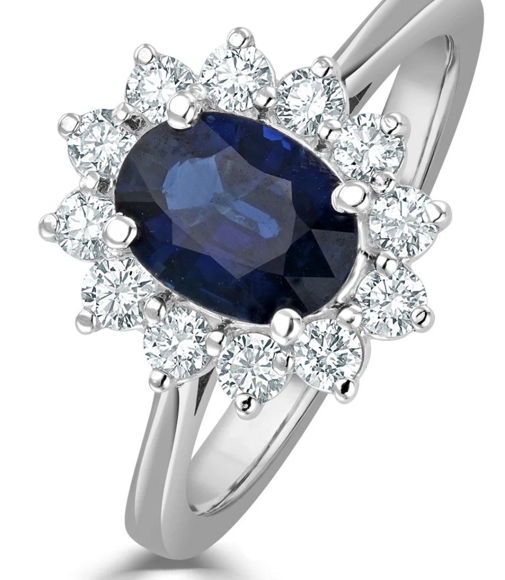 Blue Sapphire Halo Ring