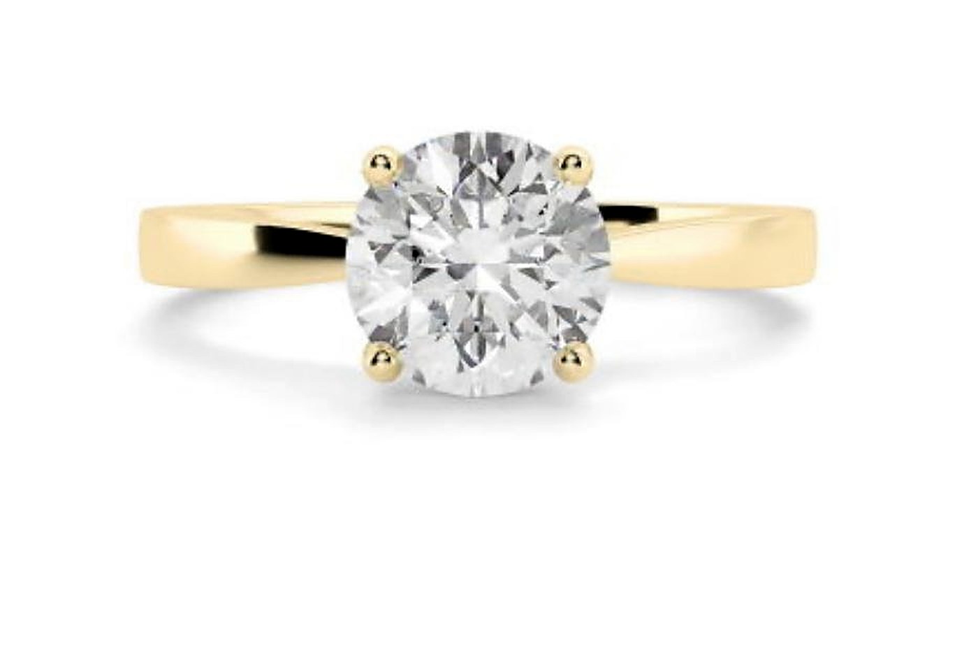 Round Brilliant Solitaire Ring in yellow gold — front view