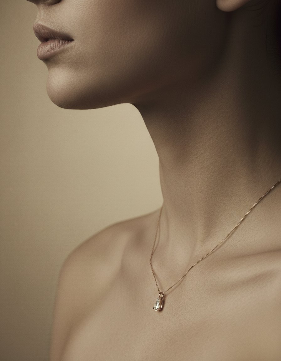 Detailed craftsmanship of a signature diamond pendant necklace